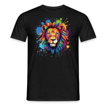 Lion Lover Wildlife Safari Art Lion Colorful - Men's T-Shirt - black - Front - AI Model Male 178 light (178cm)