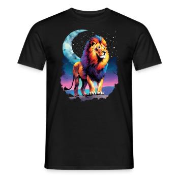 Lion Lover Wildlife Safari Art Lion Colorful - Men's T-Shirt - black - Front - AI Model Male 178 light (178cm)