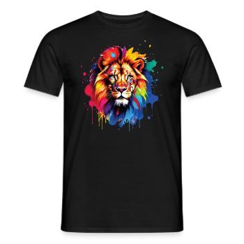 Lion Lover Wildlife Safari Art Lion Colorful - Men's T-Shirt - black - Front - AI Model Male 178 light (178cm)