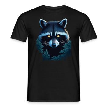 Raccoon Motif Animal Lover Art Artwork - Men's T-Shirt - black - Front - AI Model Male 178 light (178cm)