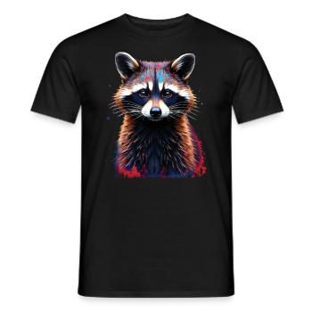Raccoon Motif Animal Lover Art Artwork - Men's T-Shirt - black - Front - AI Model Male 178 light (178cm)