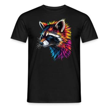 Raccoon Motif Animal Lover Art Artwork - Men's T-Shirt - black - Front - AI Model Male 178 light (178cm)
