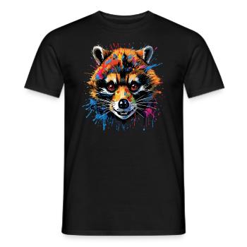 Raccoon Motif Animal Lover Art Artwork - Men's T-Shirt - black - Front - AI Model Male 178 light (178cm)