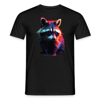 Raccoon Motif Animal Lover Art Artwork - Men's T-Shirt - black - Front - AI Model Male 178 light (178cm)