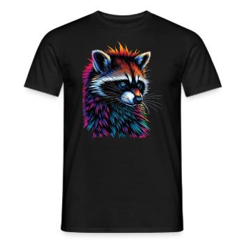 Raccoon Motif Animal Lover Art Artwork - Men's T-Shirt - black - Front - AI Model Male 178 light (178cm)