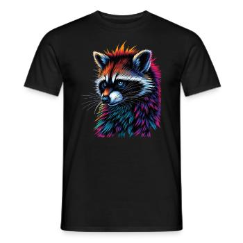 Raccoon Motif Animal Lover Art Artwork - Men's T-Shirt - black - Front - AI Model Male 178 light (178cm)