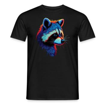 Raccoon Motif Animal Lover Art Artwork - Men's T-Shirt - black - Front - AI Model Male 178 light (178cm)