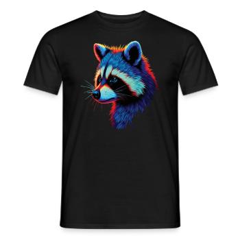 Raccoon Motif Animal Lover Art Artwork - Men's T-Shirt - black - Front - AI Model Male 178 light (178cm)