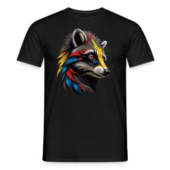 Raccoon Motif Animal Lover Art Artwork - Men's T-Shirt - black - Front - AI Model Male 178 light (178cm)