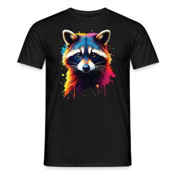 Raccoon Motif Animal Lover Art Artwork - Men's T-Shirt - black - Front - AI Model Male 178 light (178cm)