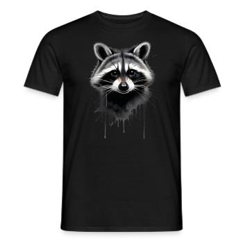 Raccoon Motif Animal Lover Art Artwork - Men's T-Shirt - black - Front - AI Model Male 178 light (178cm)