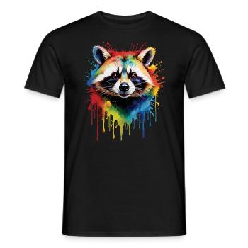 Raccoon Motif Animal Lover Art Artwork - Men's T-Shirt - black - Front - AI Model Male 178 light (178cm)