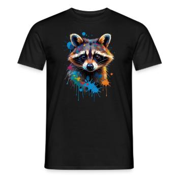Raccoon Motif Animal Lover Art Artwork - Men's T-Shirt - black - Front - AI Model Male 178 light (178cm)