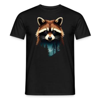 Raccoon Motif Animal Lover Art Artwork - Men's T-Shirt - black - Front - AI Model Male 178 light (178cm)