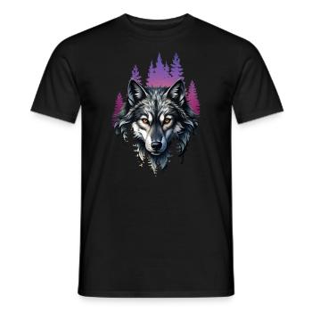 Wolf Lover Wild Animal Art Wolf Colorful Animal - Men's T-Shirt - black - Front - AI Model Male 178 light (178cm)