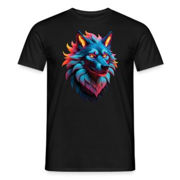 Wolf Lover Wild Animal Art Wolf Colorful Animal - Men's T-Shirt - black - Front - AI Model Male 178 light (178cm)