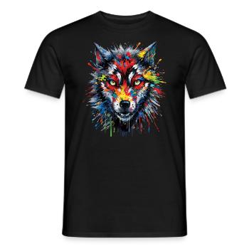 Wolf Lover Wild Animal Art Wolf Colorful Animal - Men's T-Shirt - black - Front - AI Model Male 178 light (178cm)