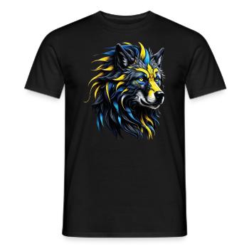 Wolf Lover Wild Animal Art Wolf Colorful Animal - Men's T-Shirt - black - Front - AI Model Male 178 light (178cm)