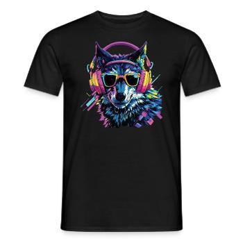 Wolf Lover Wild Animal Art Wolf Colorful Animal - Men's T-Shirt - black - Front - AI Model Male 178 light (178cm)