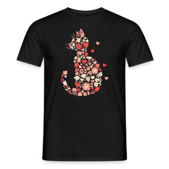 Blumen Katze für Katzen Besitzer und Valentinstag - Männer T-Shirt - Schwarz - Vorne - AI Model Male 178 light (178cm)