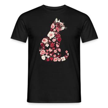 Blumen Katze für Katzen Besitzer und Valentinstag - Männer T-Shirt - Schwarz - Vorne - AI Model Male 178 light (178cm)