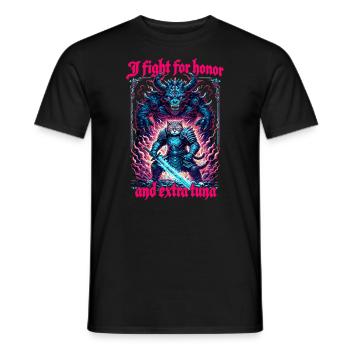 Middle Ages Cat Tuna Artwork Honor - Men's T-Shirt - black - Front - AI Model Male 178 light (178cm)