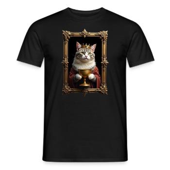 Medieval Cat in Picture Frame Art Crown - Men's T-Shirt - black - Front - AI Model Male 178 light (178cm)