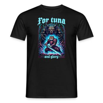 Medieval Cat Tuna Artwork Glory Glory - Men's T-Shirt - black - Front - AI Model Male 178 light (178cm)