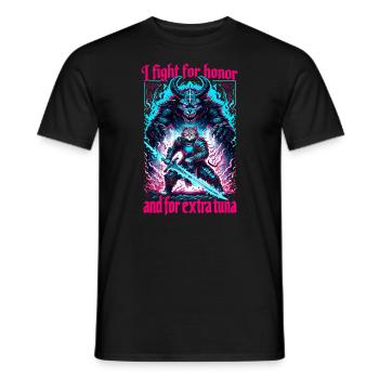 Middle Ages Cat Tuna Artwork Honor - Men's T-Shirt - black - Front - AI Model Male 178 light (178cm)