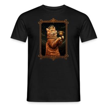 Mittelalter Katze im Bilderrahmen Kunst Krone - Männer T-Shirt - Schwarz - Vorne - AI Model Male 178 light (178cm)