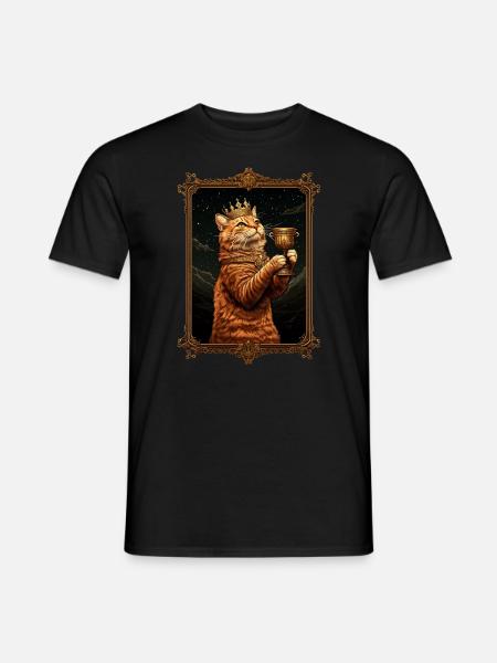 Mittelalter Katze im Bilderrahmen Kunst Krone - T-shirt herr - svart