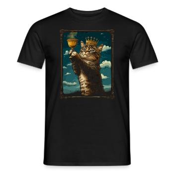 Medieval Cat in Picture Frame Art Crown - Men's T-Shirt - black - Front - AI Model Male 178 light (178cm)