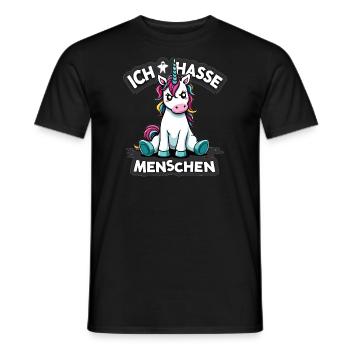 Ich hasse Menschen Einhorn Lustig Bunt - Männer T-Shirt - Schwarz - Vorne - AI Model Male 178 light (178cm)