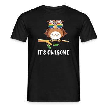 hibou amoureux des animaux hiboux - T-shirt homme - noir - Devant - AI Model Male 178 light (178cm)