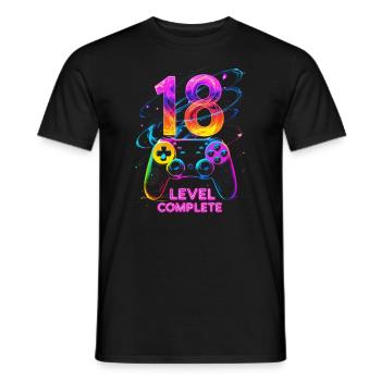 18th Birthday Gift Young Man Level Complete - Men's T-Shirt - black - Front - AI Model Male 178 light (178cm)