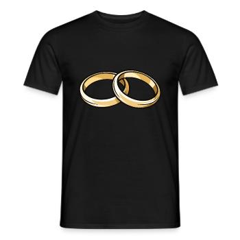 Wedding Wedding Rings - Men's T-Shirt - black - Front - AI Model Male 178 light (178cm)