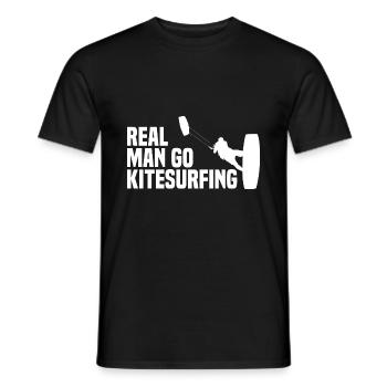 Real Man Go Kitesurfing Kiteboarding Kiteboard - Men's T-Shirt - black - Front - AI Model Male 178 light (178cm)