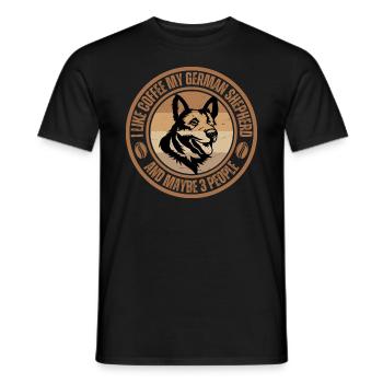 German Shepherd Coffee Dog Cafe - Men's T-Shirt - black - Front - AI Model Male 178 light (178cm)