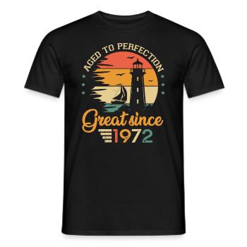 51 years old boat great since 1972 anniversary - Men's T-Shirt - black - Front - AI Model Male 178 light (178cm)