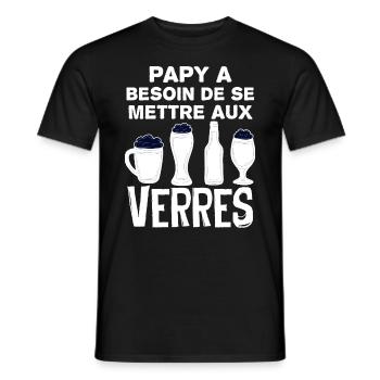 Papi a besoin de se mettre aux verres - T-shirt homme - noir - Devant - AI Model Male 178 light (178cm)