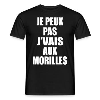 J’peux pas j’vais aux morilles - T-shirt homme - noir - Devant - AI Model Male 178 light (178cm)