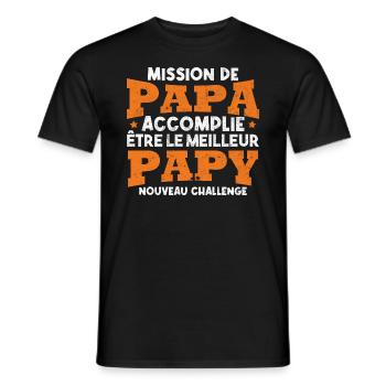 Nouveau challenge être meilleur papy, Futur papy - T-shirt homme - noir - Devant - AI Model Male 178 light (178cm)