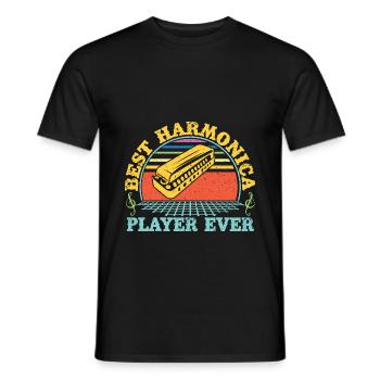 Harmonica drôle Meilleur joueur d’harmonica de tous les temps - T-shirt homme - noir - Devant - AI Model Male 178 light (178cm)