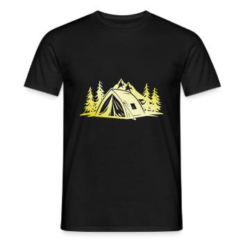 Camping Tent Gold - Men's T-Shirt - black - Front - AI Model Male 178 light (178cm)