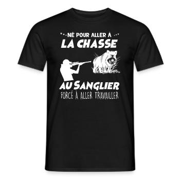 Né pour Chasser Le Sanglier Cadeau Homme Chasseur - T-shirt homme - noir - Devant - AI Model Male 178 light (178cm)