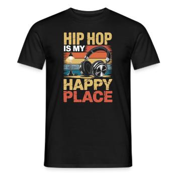 Music My Happy Place Music Lover DJ Headphones - Men's T-Shirt - black - Front - AI Model Male 178 light (178cm)