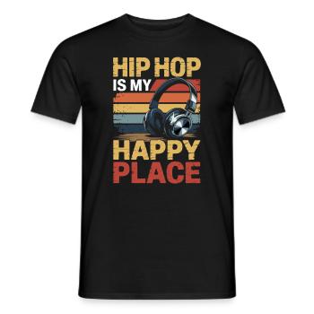 Music My Happy Place Music Lover DJ Headphones - Men's T-Shirt - black - Front - AI Model Male 178 light (178cm)