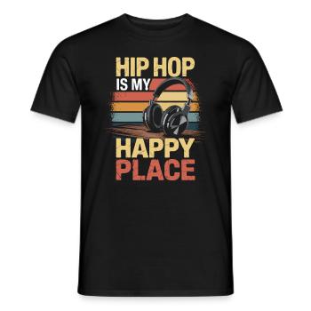 Music My Happy Place Music Lover DJ Headphones - Men's T-Shirt - black - Front - AI Model Male 178 light (178cm)