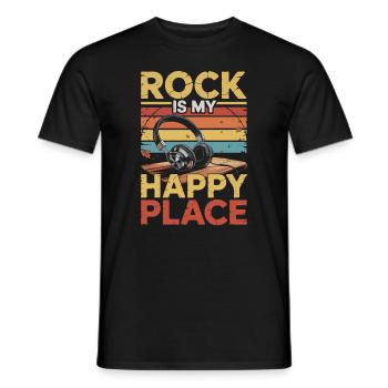 Rock My Happy Place Music Lover DJ Headphones - Men's T-Shirt - black - Front - AI Model Male 178 light (178cm)