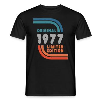 Né en 1977 Original Rétro Vintage Anniversaire Graphique - T-shirt homme - noir - Devant - AI Model Male 178 light (178cm)